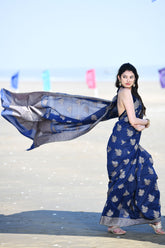 'Ruhani' Blue Pure Resham Cotton Banarasi Handloom Saree